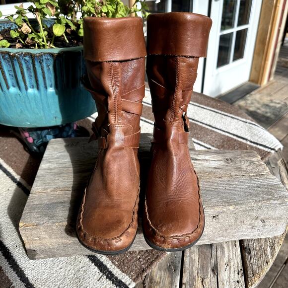 Via Uno Leather Moccasin Boots Womens SZ 5/36 Brazil Handcrafted Boho Minimalist - Picture 3 of 8